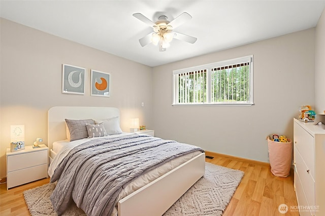 7523 13th Ave SE, Lacey, WA 98503 - bedroom with light wood-style floors and ceiling fan