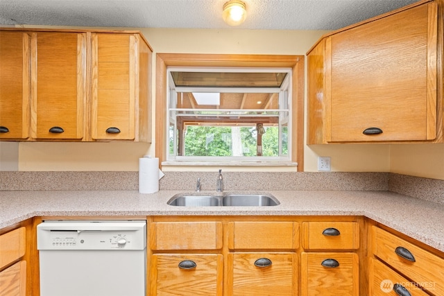 7523 13th Ave SE, Lacey, WA 98503 - kitchen with white dishwasher, light countertops, and a textured ceiling