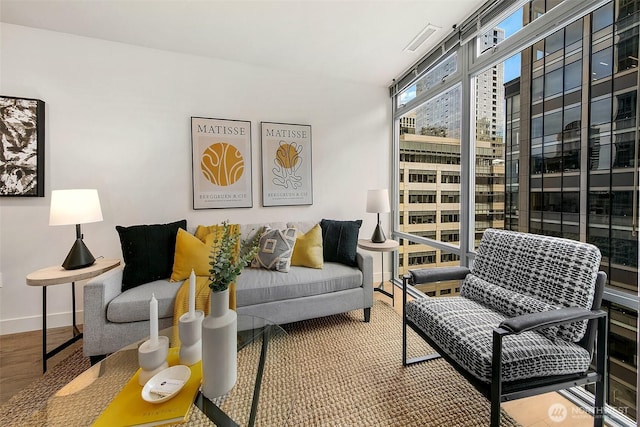 819 Virginia St Unit 1606, Seattle, WA 98101 - living area with wood finished floors and baseboards