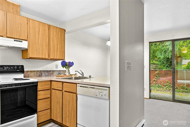 17521 118th Ave SE Unit A-4, Renton, WA 98058 - kitchen featuring dishwasher, range with electric stovetop, under cabinet range hood, and light countertops