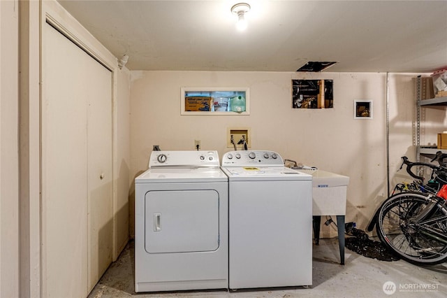 231 E 1st St, Port Angeles, WA 98362 - laundry area with separate washer and dryer and a sink