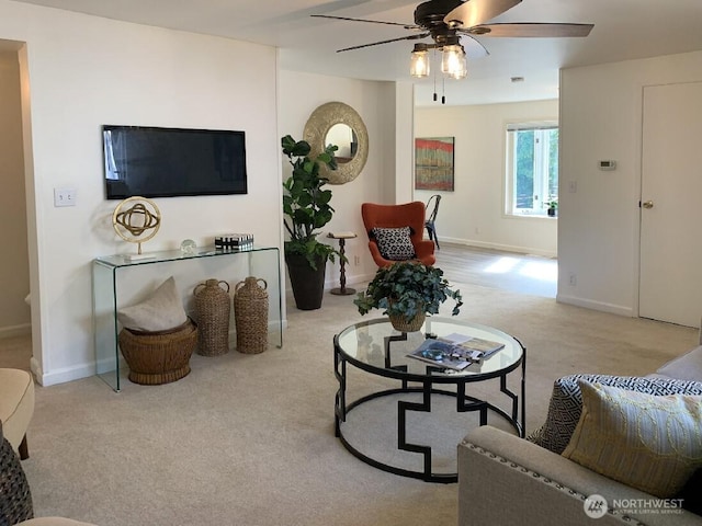 5910 21st Ave SW, Seattle, WA 98106 - living area featuring carpet floors and a ceiling fan