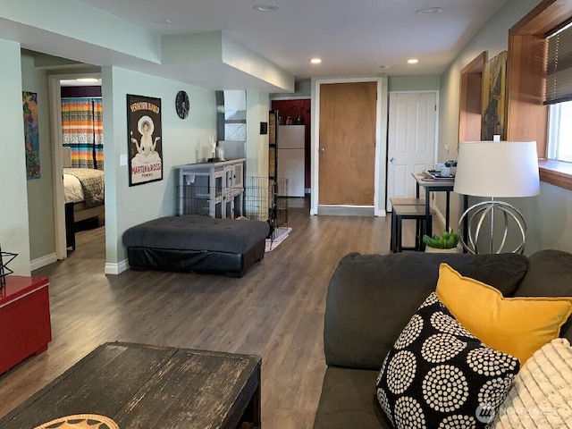 5910 21st Ave SW, Seattle, WA 98106 - living room featuring wood finished floors and recessed lighting