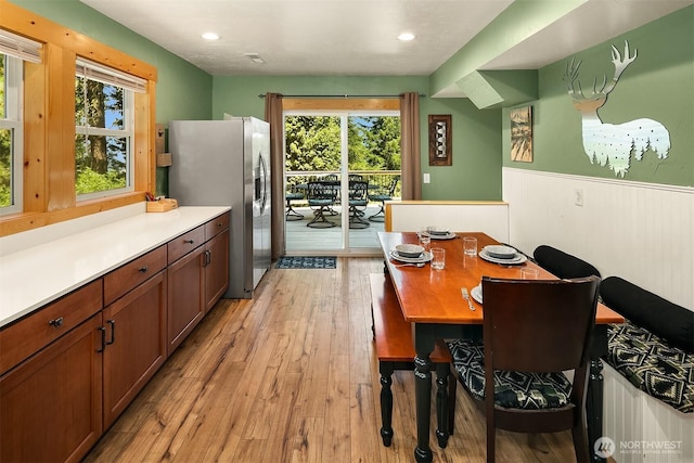 61 Tom And Nita Rd, Cle Elum, WA 98922 - dining space with light wood-style floors, wainscoting, and recessed lighting