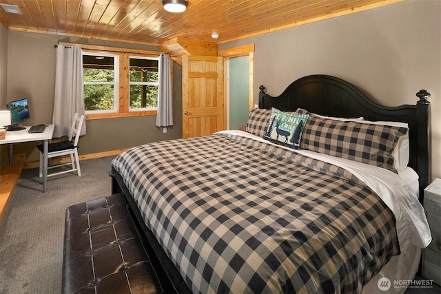 61 Tom And Nita Rd, Cle Elum, WA 98922 - bedroom with wood ceiling, carpet floors, and crown molding