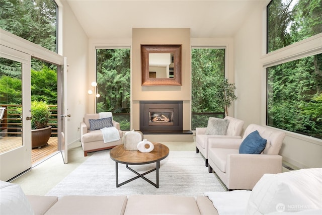 22526 53rd Ave SE, Bothell, WA 98021 - living area featuring a glass covered fireplace and carpet flooring