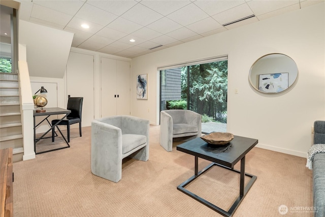 22526 53rd Ave SE, Bothell, WA 98021 - living area with light colored carpet, stairway, and recessed lighting