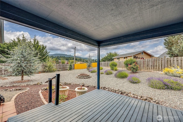 541 Salal Pl, Sequim, WA 98382 - wooden deck featuring a fenced backyard and a mountain view