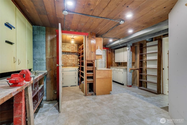 2463 26th Ave E, Seattle, WA 98112 - below grade area with wooden ceiling, recessed lighting, and light flooring