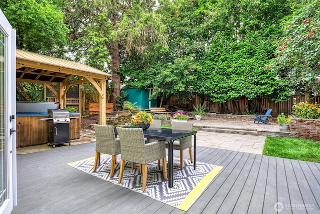 2463 26th Ave E, Seattle, WA 98112 - wooden deck featuring outdoor dining area, a fenced backyard, and grilling area