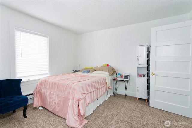 3572-3574 E F St, Tacoma, WA 98404 - bedroom with carpet flooring, a textured ceiling, and a baseboard radiator