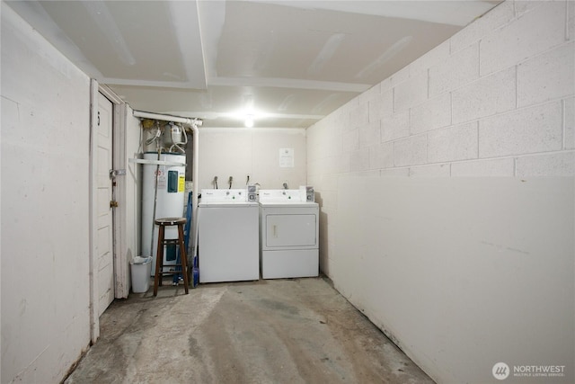 3572-3574 E F St, Tacoma, WA 98404 - unfinished basement featuring independent washer and dryer, water heater, and concrete block wall