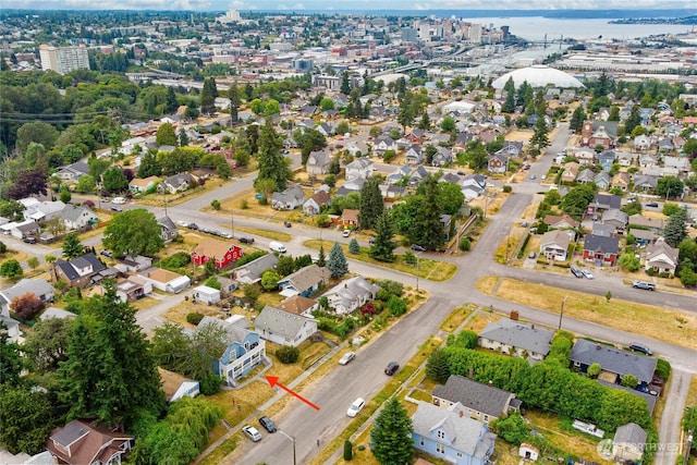 3572-3574 E F St, Tacoma, WA 98404 - aerial view of property and surrounding area with nearby suburban area and a nearby body of water