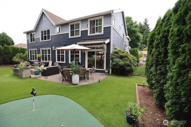 4442 Prestwick Ln SE, Lacey, WA 98513 - back of house featuring a patio area and a putting green