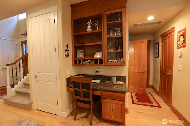 4442 Prestwick Ln SE, Lacey, WA 98513 - office space featuring light wood-type flooring and built in desk