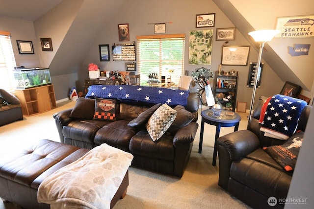 4442 Prestwick Ln SE, Lacey, WA 98513 - carpeted living room with plenty of natural light and vaulted ceiling