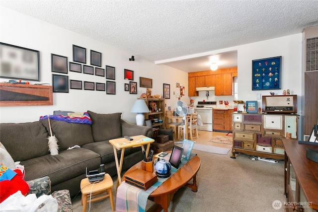 617-619 140th St S, Tacoma, WA 98444 - living room featuring a textured ceiling and light carpet