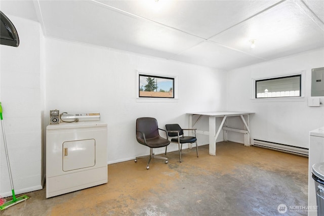617-619 140th St S, Tacoma, WA 98444 - office area with concrete flooring, a baseboard radiator, and healthy amount of natural light