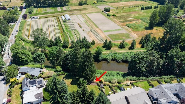 527 Cypress Ave, Snohomish, WA 98290 - aerial overview of property's location featuring rural landscape, rows of crops, and a large body of water
