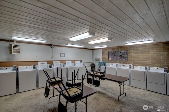 35 Branch Cir, Deming, WA 98244 - shared laundry with independent washer and dryer and wooden ceiling