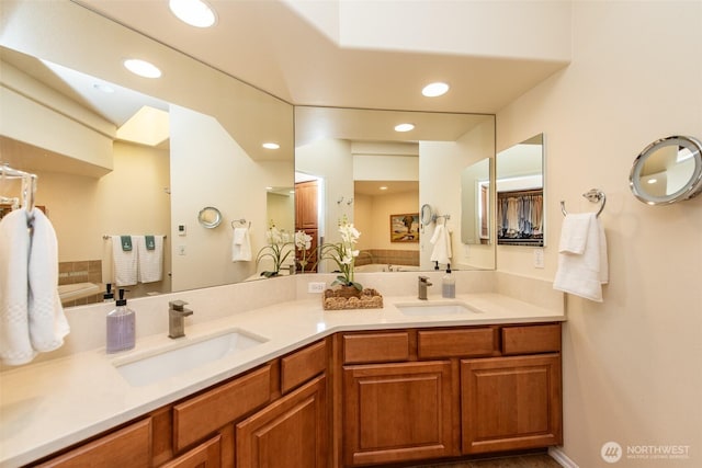 120 Cascadia Loop, Sequim, WA 98382 - bathroom with double vanity and recessed lighting