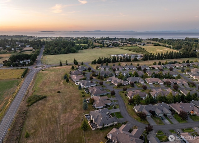 120 Cascadia Loop, Sequim, WA 98382 - aerial view at dusk of a water view and a residential view