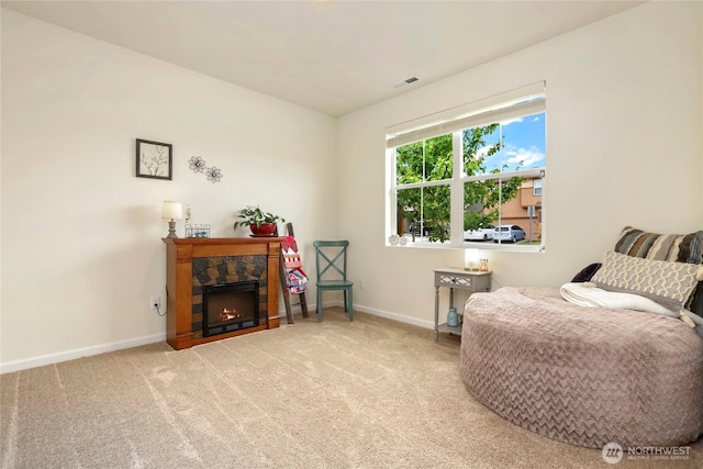 28515 76th Dr NW, Stanwood, WA 98292 - sitting room featuring carpet flooring and a fireplace