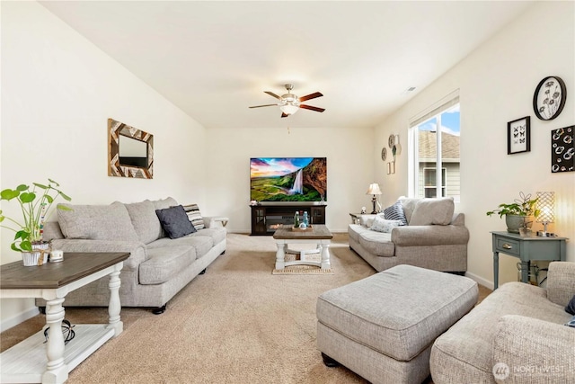 28515 76th Dr NW, Stanwood, WA 98292 - living room with ceiling fan and carpet floors