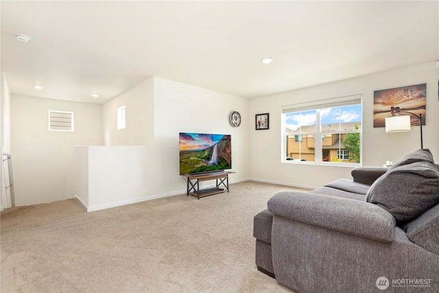 28515 76th Dr NW, Stanwood, WA 98292 - living room featuring carpet floors and recessed lighting