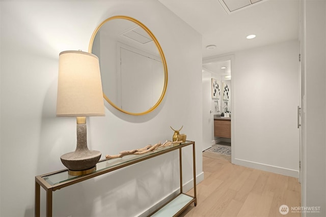 583 Battery St Unit 212N, Seattle, WA 98121 - hall featuring light wood-style floors and recessed lighting