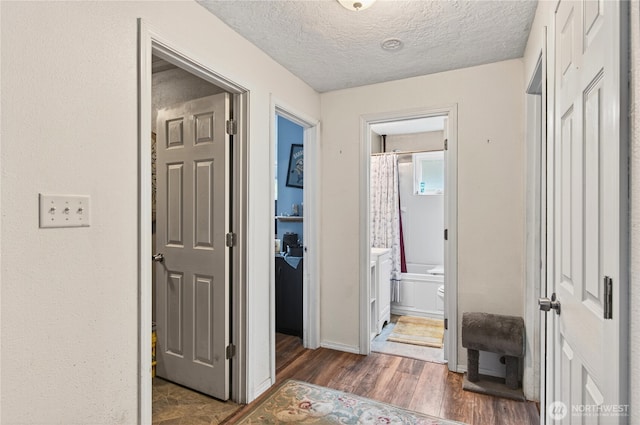 304 Harris St, Kelso, WA 98626 - hall with wood finished floors and a textured ceiling