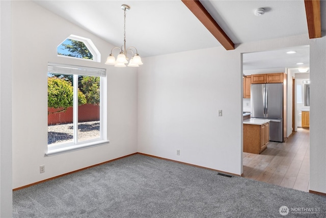 2289 Towne Point Ave, Port Townsend, WA 98368 - spare room featuring light colored carpet, a chandelier, and a smoke detector