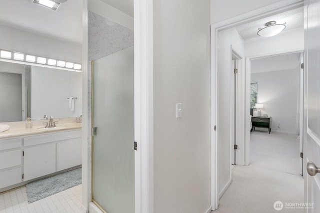 6367 Sand Point Way NE, Seattle, WA 98115 - bathroom featuring vanity and a stall shower