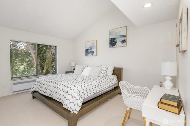 6367 Sand Point Way NE, Seattle, WA 98115 - carpeted bedroom featuring radiator, vaulted ceiling, and recessed lighting
