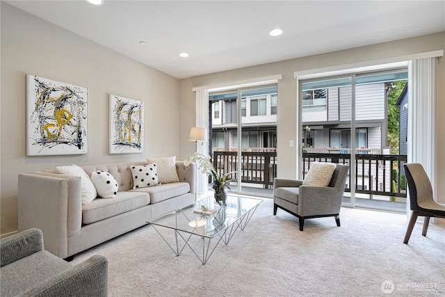 6855 NE 170th St Unit 102, Kenmore, WA 98028 - carpeted living area featuring recessed lighting