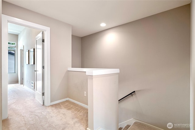 6855 NE 170th St Unit 102, Kenmore, WA 98028 - corridor featuring an upstairs landing, carpet floors, and recessed lighting