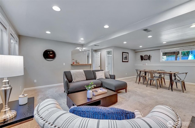 13506 89th Pl NE, Kirkland, WA 98034 - living area featuring light carpet and recessed lighting