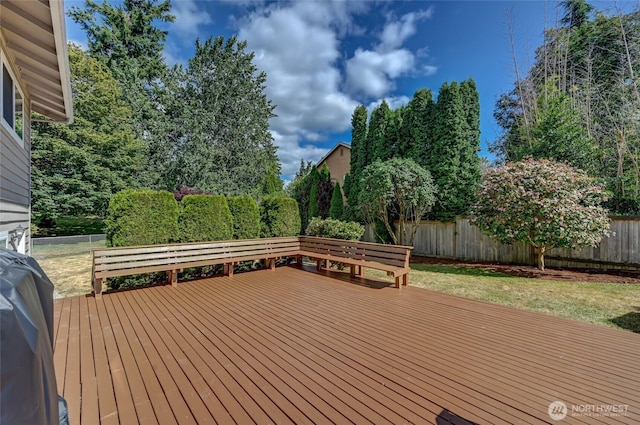 13506 89th Pl NE, Kirkland, WA 98034 - wooden deck featuring a fenced backyard and area for grilling