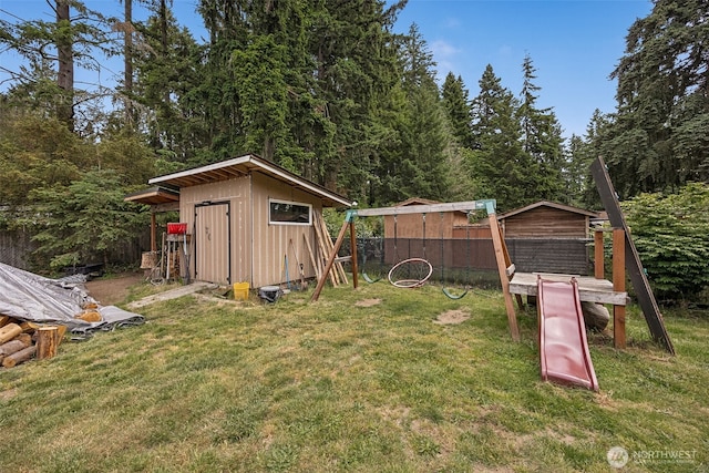 17112 Kinnikinnick Ct SE, Yelm, WA 98597 - view of yard featuring a storage shed
