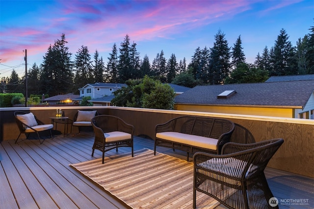 8004 203rd Pl SW, Edmonds, WA 98026 - deck at dusk featuring outdoor lounge area