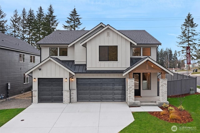 7164 91st St E, Puyallup, WA 98371 - modern inspired farmhouse featuring board and batten siding, driveway, an attached garage, and roof with shingles