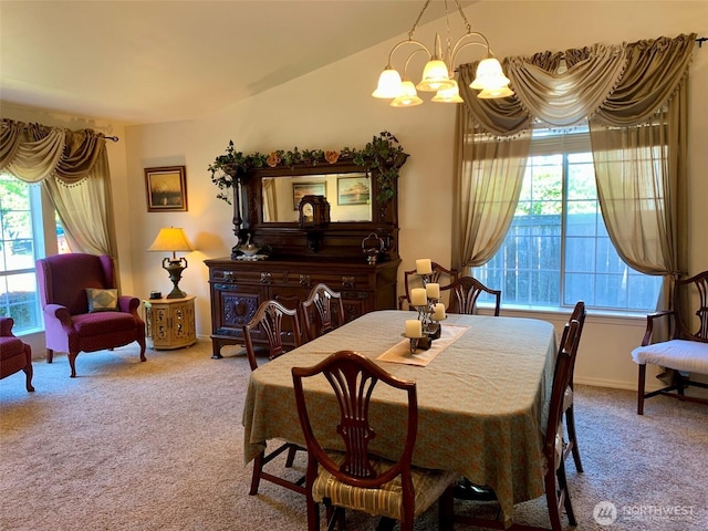 6214 145th St SE, Everett, WA 98208 - dining space featuring carpet flooring, plenty of natural light, and a chandelier