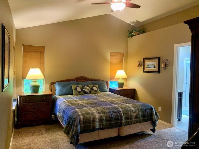 6214 145th St SE, Everett, WA 98208 - carpeted bedroom with lofted ceiling and ceiling fan