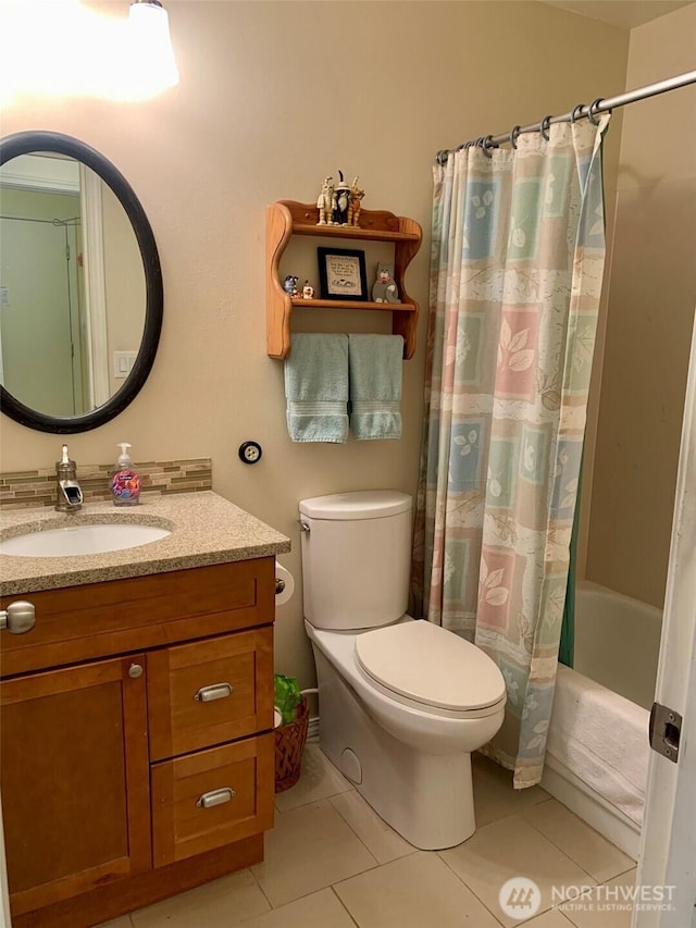 6214 145th St SE, Everett, WA 98208 - full bathroom with vanity, tile patterned floors, and shower / bath combo