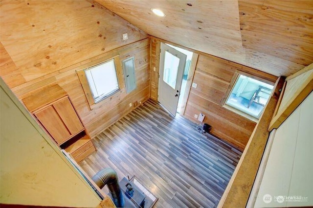 45401 Nellie Ln, Concrete, WA 98237 - additional living space with wood walls, vaulted ceiling, wood finished floors, and recessed lighting
