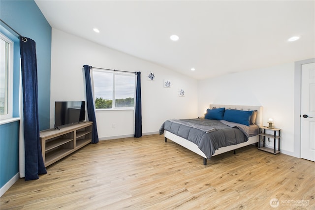 612 Dune Crest Loop, Westport, WA 98595 - bedroom with wood finished floors, lofted ceiling, and recessed lighting
