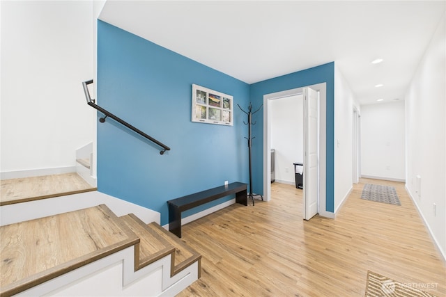612 Dune Crest Loop, Westport, WA 98595 - staircase featuring wood finished floors and recessed lighting