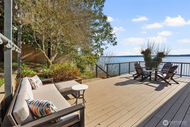28605 Manzanita Beach Rd SW, Vashon, WA 98070 - wooden terrace with a water view