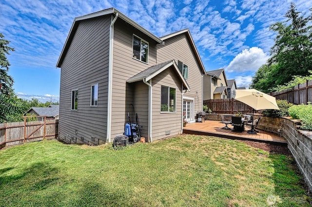 3606 Tree Farm Ct, Bellingham, WA 98226 - back of house featuring a wooden deck and a fenced backyard