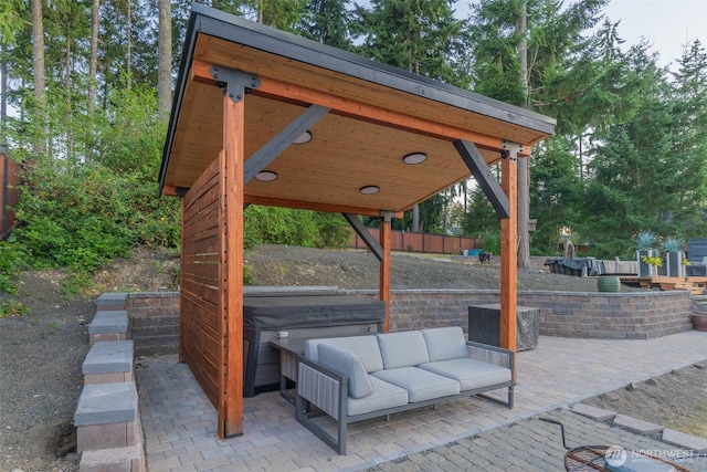 4831 Skylark St NE, Olympia, WA 98516 - view of patio with an outdoor hangout area and a gazebo